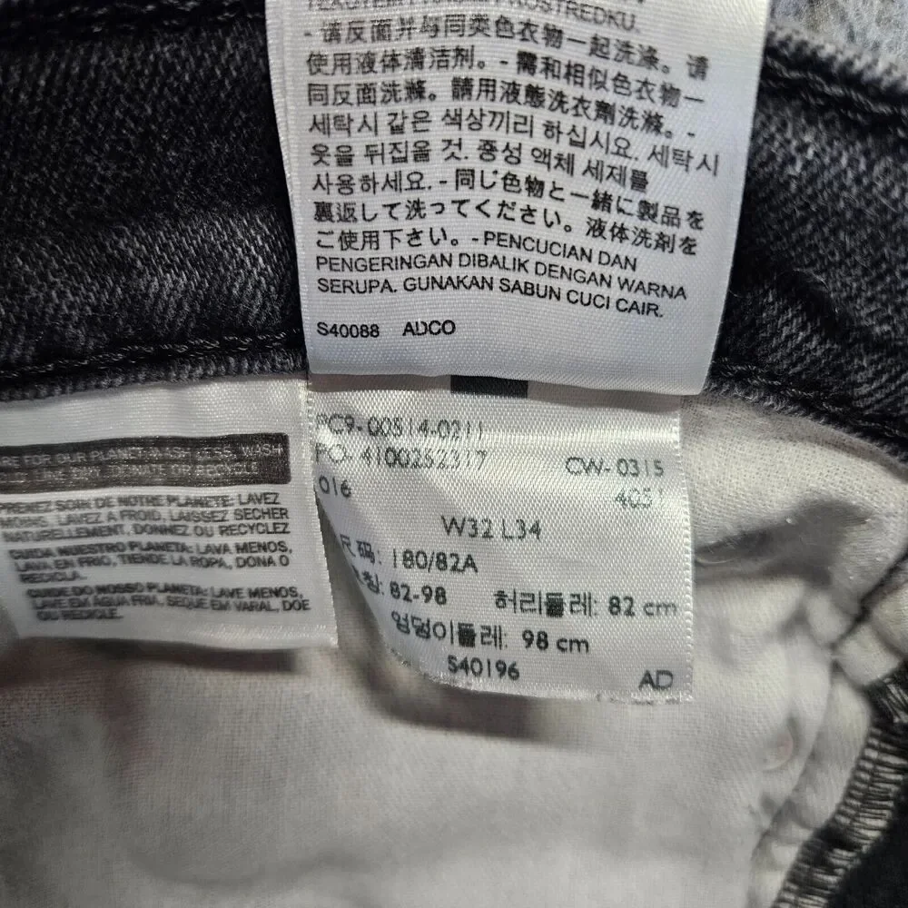Levis 514 Jeans‎ Men Size 32x34 Black Denim Straight Leg Zip Fly